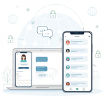 Clean user interface of Twizchat.com showing anonymous chat on desktop and mobile screens