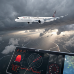 Delta Flight DL275 mid-air emergency visualized with real-time system alerts and flight diversion route to LAX.