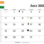 Show Me a Calendar of July