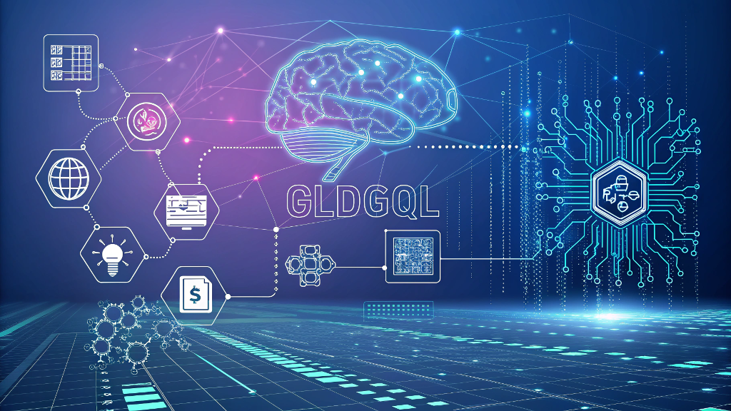 Visual representation of gldyql: an integration of AI, blockchain, and quantum computing technologies.