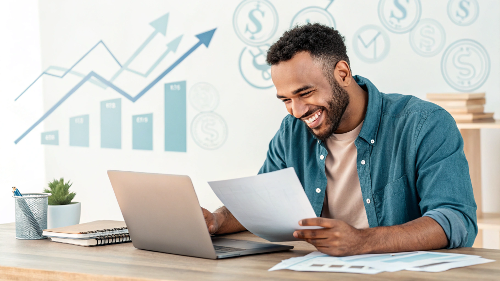 Happy man using TraceLoans.com to consolidate debt.