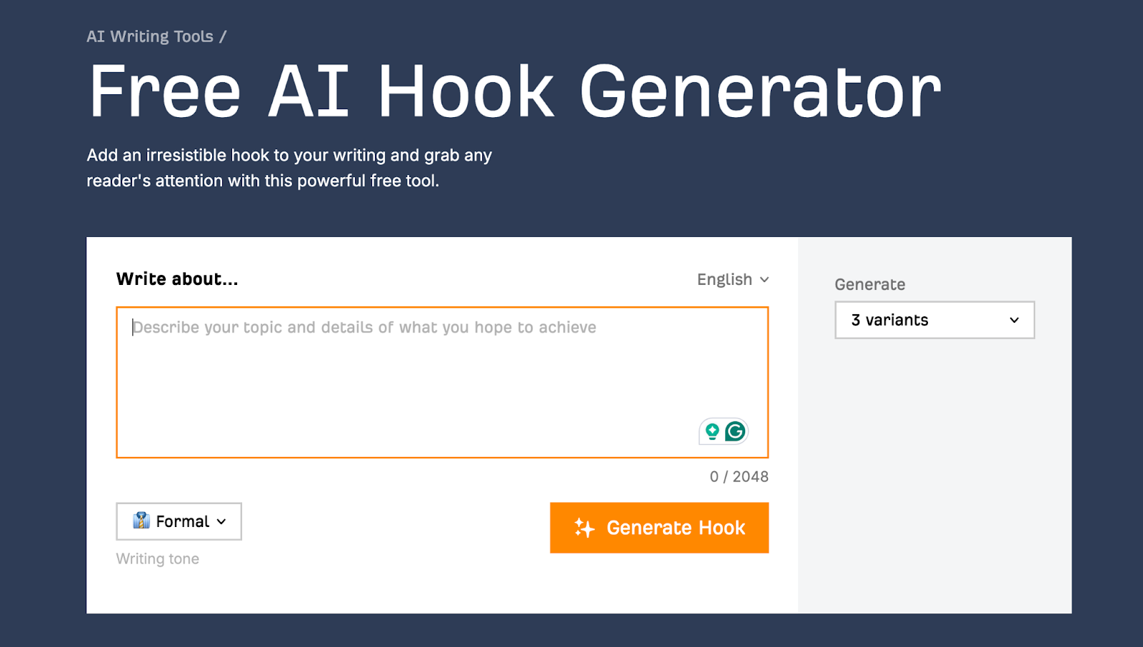 Hook generator concept 2025 for engaging openings.