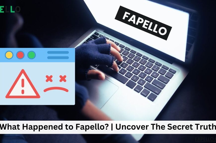 Screenshot-style illustration showing the homepage of fapello.con with simple navigation.