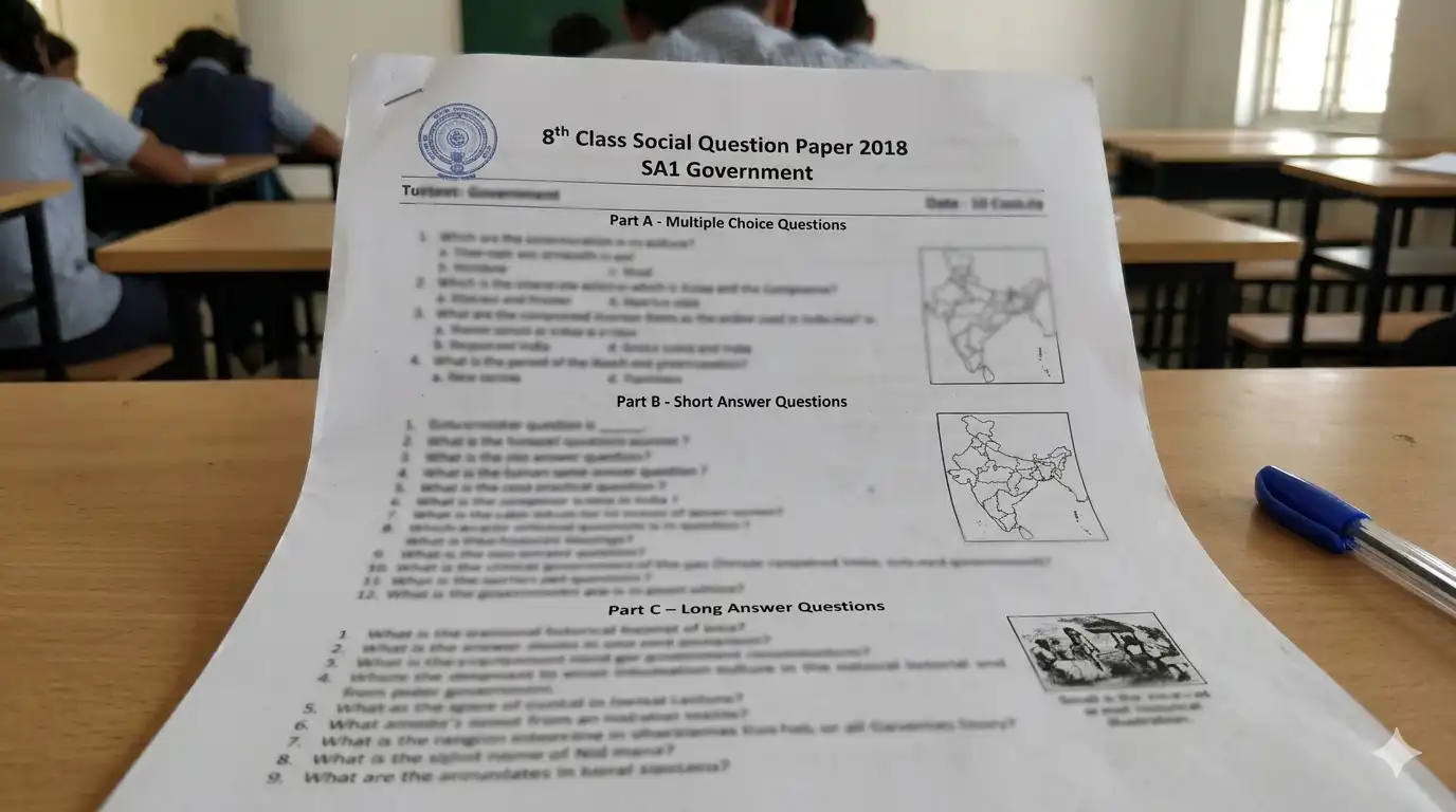 8th Class Social Question Paper 2018 SA1 Government