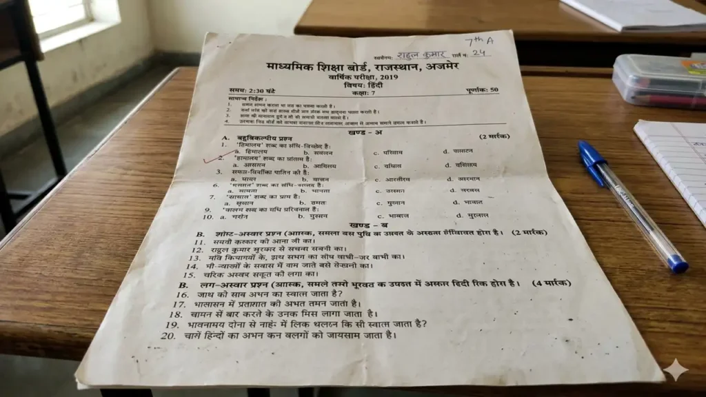 hindi question paper 2019 7th class