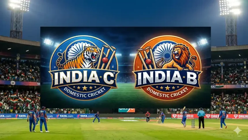 india c vs india b cricket team match scorecard