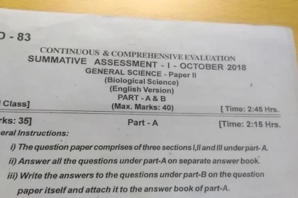 8th class biology question paper 2018